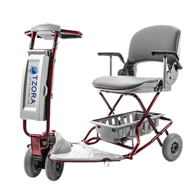 Tzora TZELITE  Elite Portable Compact Lightweight Folding Mobility Scooter Red New