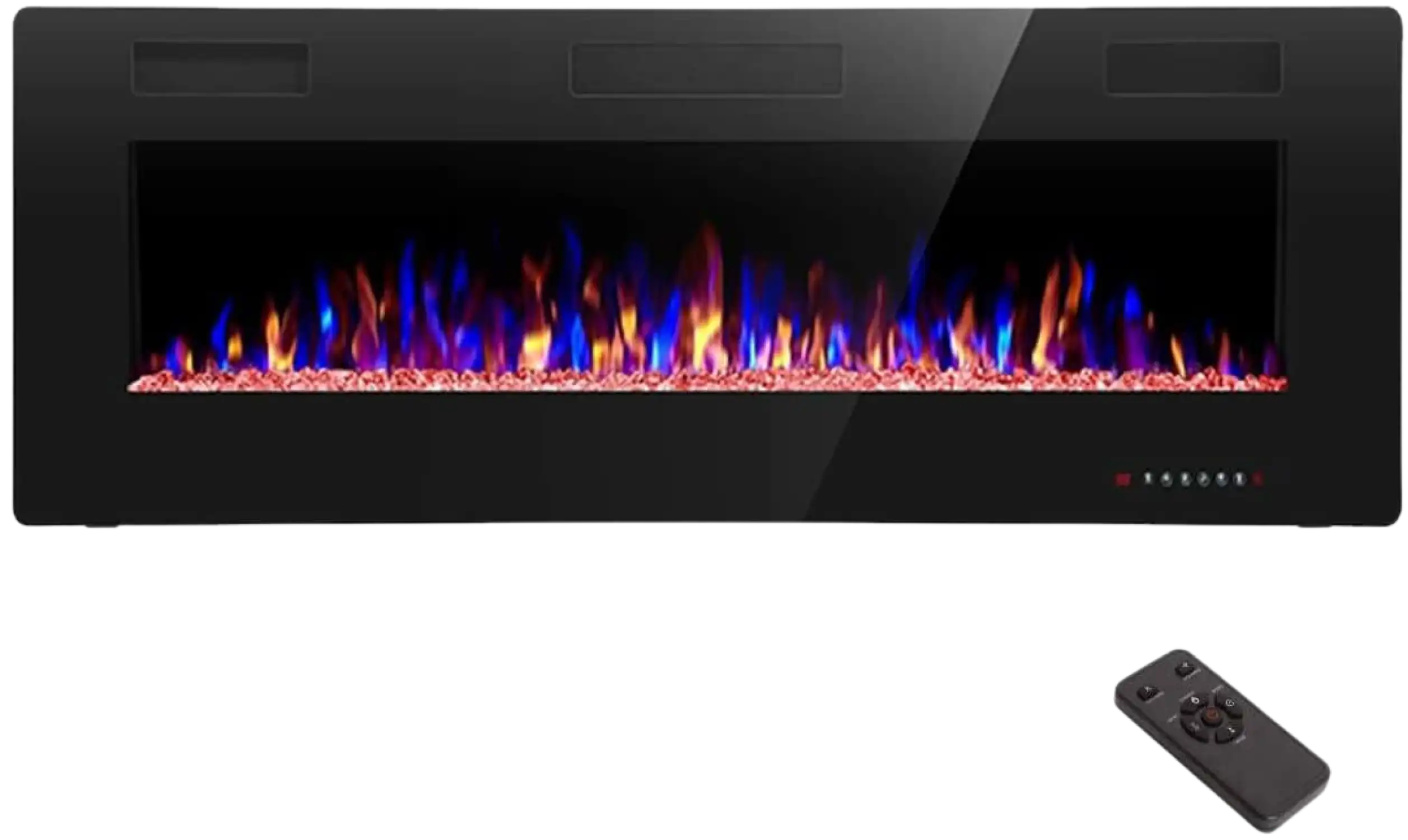 RW Flame 868C 750W-1500W 68 Inch Recessed and Wall Mounted Electric Fireplace With Remote Control Black New