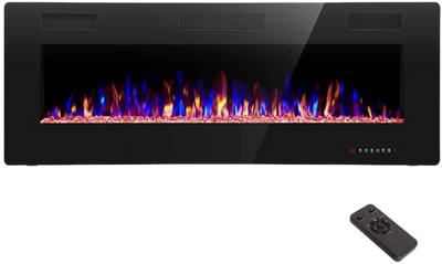 RW Flame 868C 750W-1500W 68 Inch Recessed and Wall Mounted Electric Fireplace With Remote Control Black New
