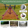 360-degree silent swivel hunting chair with all-terrain feet and lightweight aluminum frame for stability and comfort.