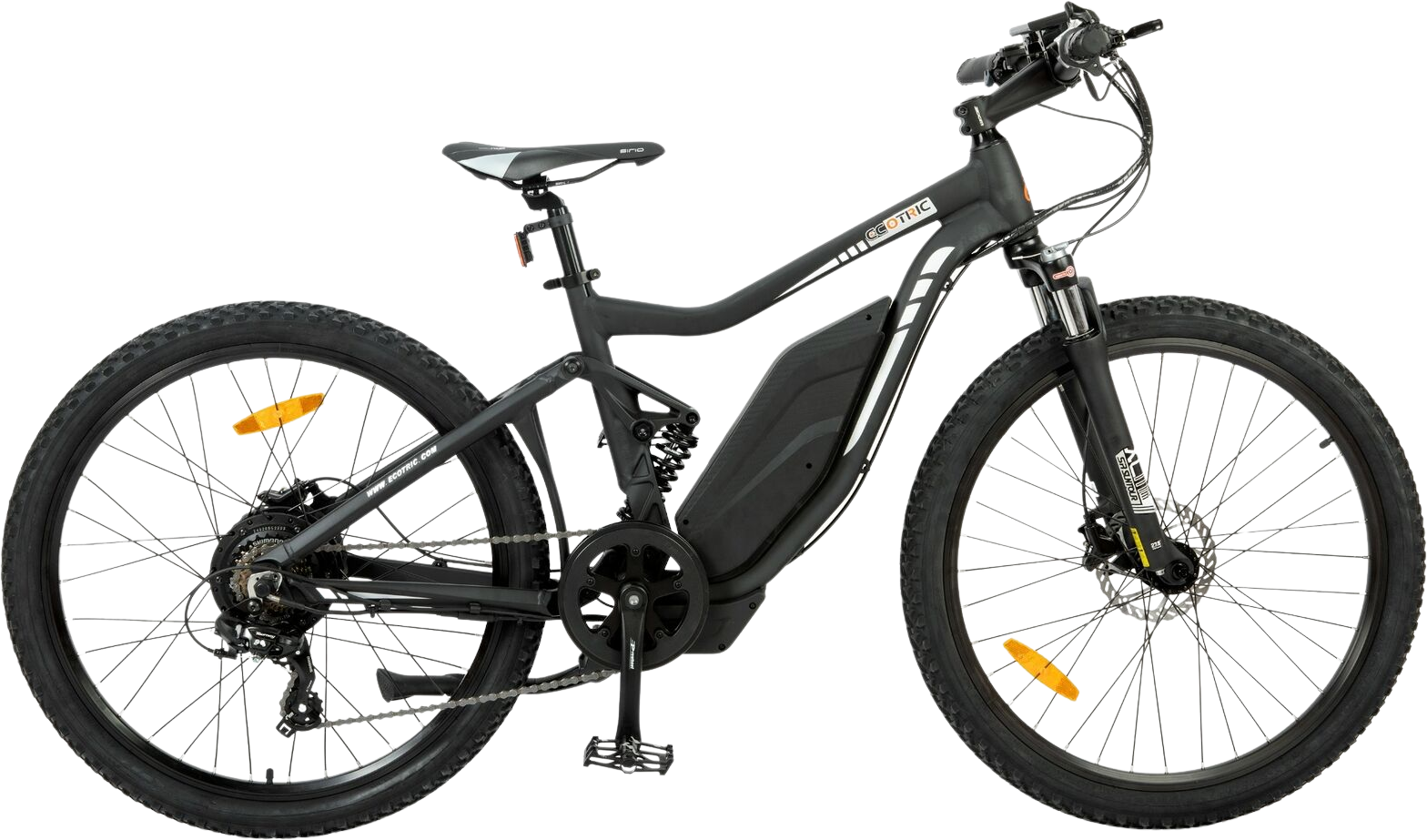 Ecotric Tornado E-Bike 48V 12AH 750W 20 MPH Full Suspension MTB Black TOR26LCD-MB New