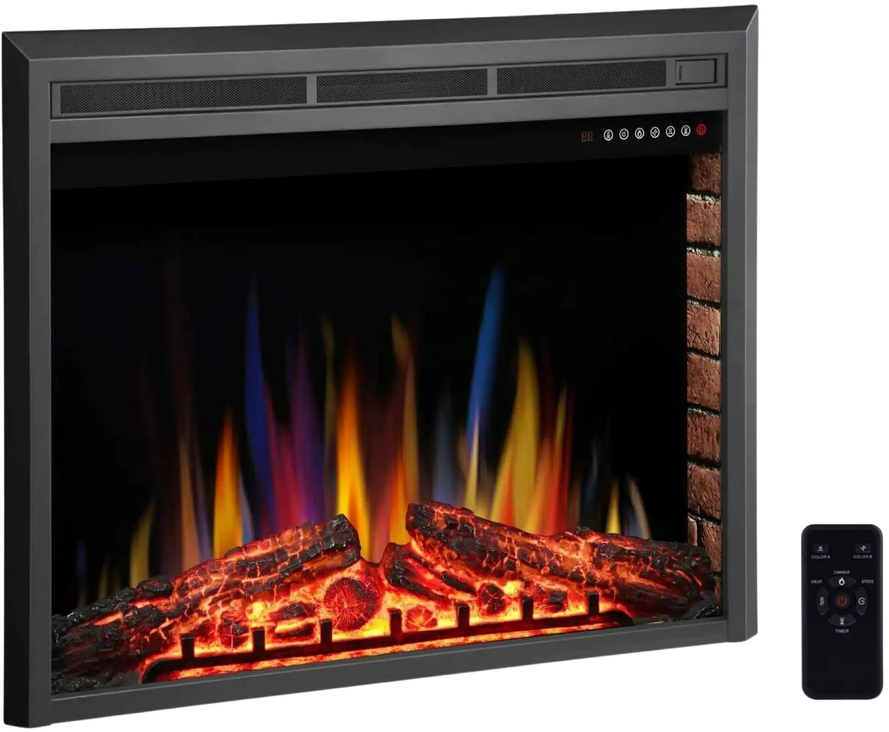 RW Flame 936A 750W-1500W 36 Inch Recessed Freestanding Electric Fireplace Insert With Remote Black New