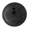 Heavy-duty bronze umbrella base with petaloid hand-turn knob, designed for stability in outdoor settings like patios.