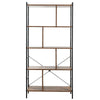 4-tier industrial bookshelf showcasing a sleek metal frame and thick chipboard, perfect for stylish storage in any room.
