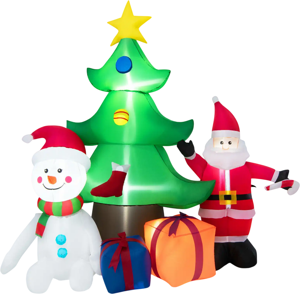 7.2 Feet Inflatable Lighted Christmas Decoration Tree with Santa Claus