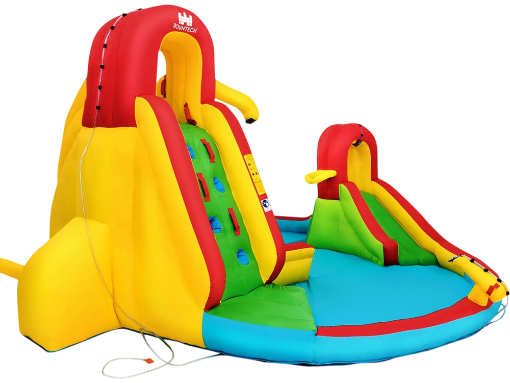 Kid's Inflatable Water Slide Bounce House with Climbing Wall and Pool Without Blower