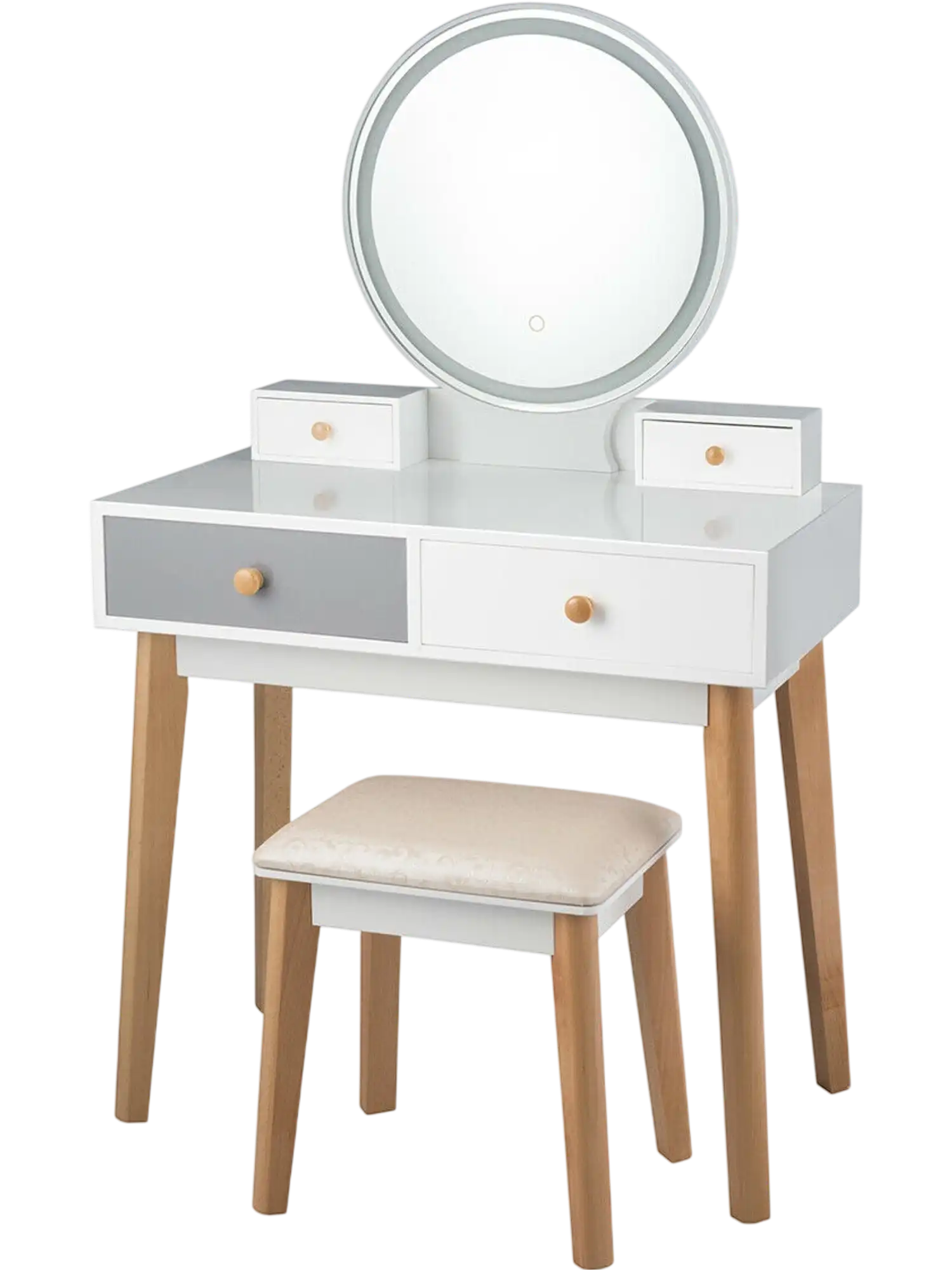 Costway Lighted Mirror Makeup Vanity Table 4 Drawers 30194825 New