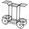 6-tier garden cart flower rack in black metal, ideal for indoor and outdoor plant display and storage.