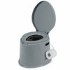 5L portable travel toilet in gray featuring a sturdy handle for easy carrying, perfect for camping and outdoor.