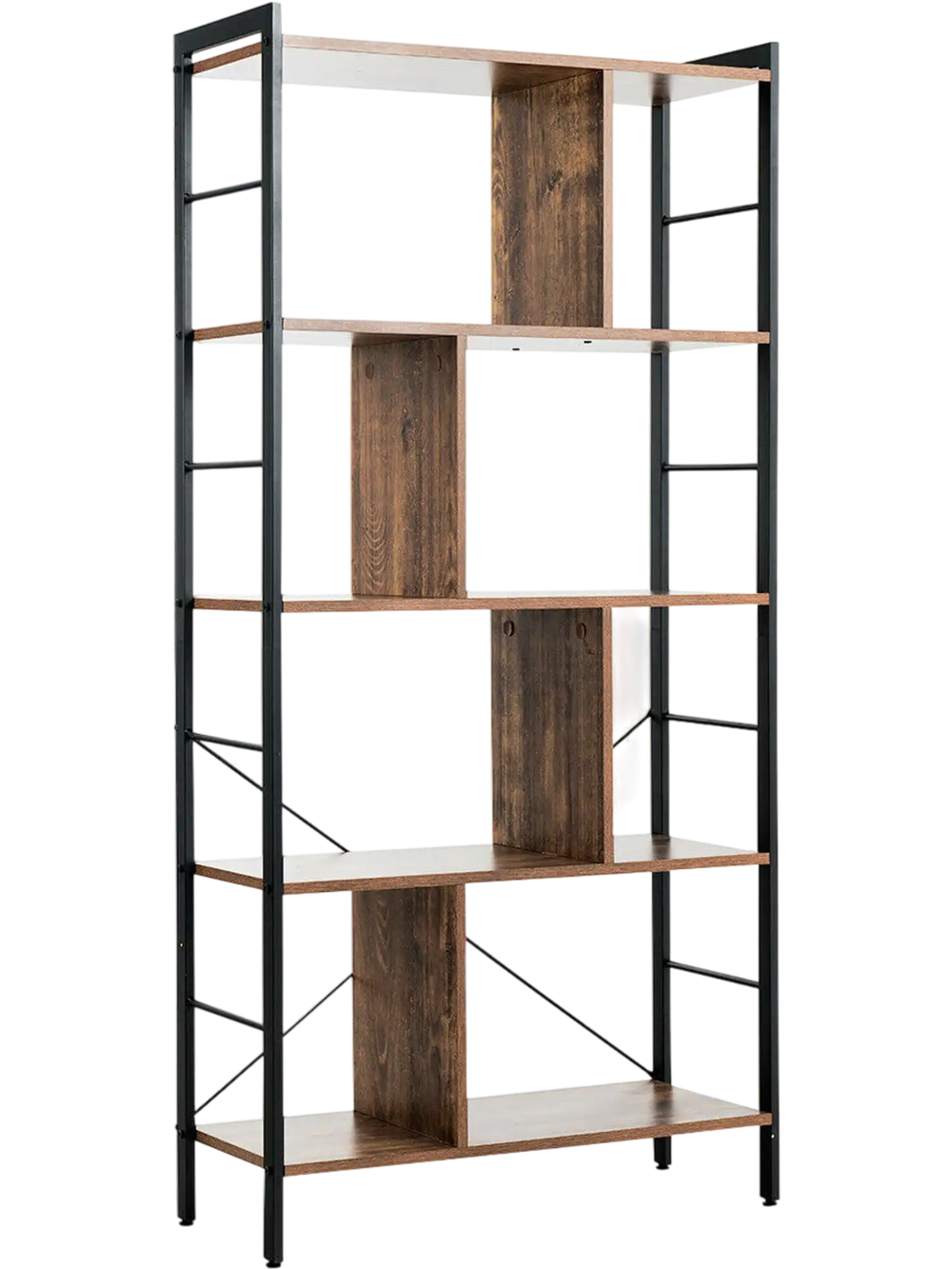 4-Tier Industrial Freestanding Bookshelf with Metal Frame