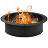 36-inch round steel fire pit ring with a smooth edge, perfect for DIY outdoor use and creating a warm atmosphere.