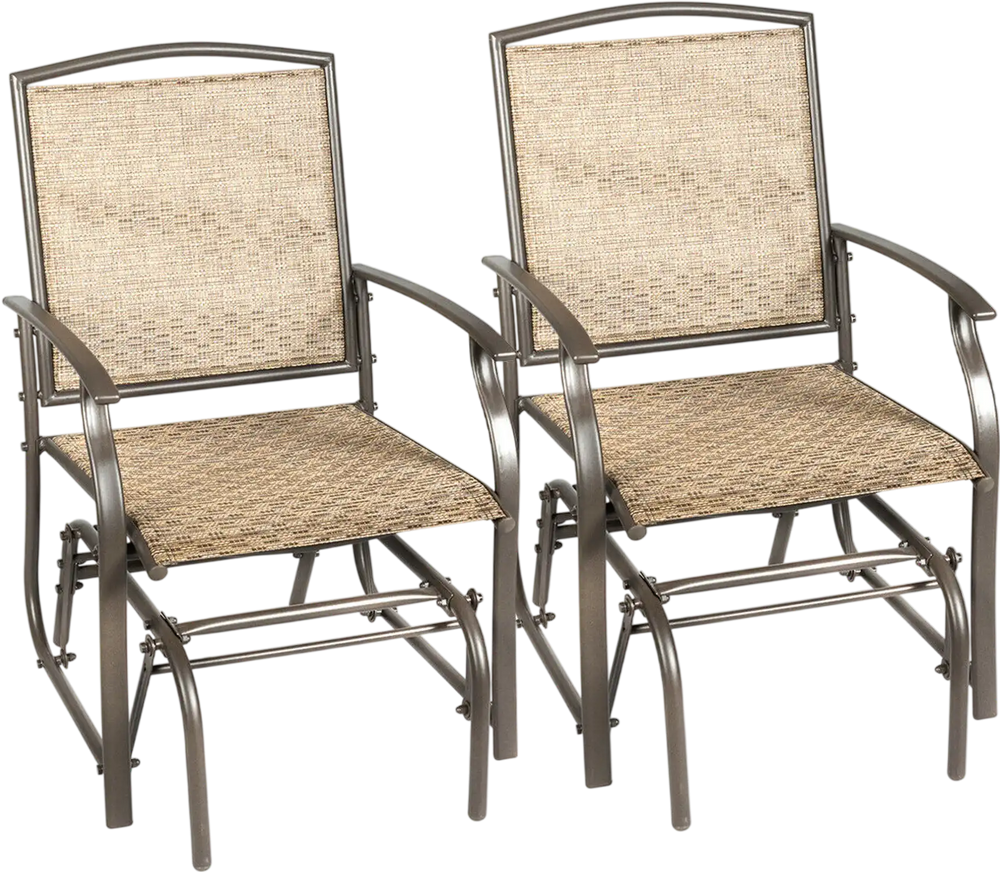 2 Pieces Patio Swing Single Glider Chair Rocking Seating