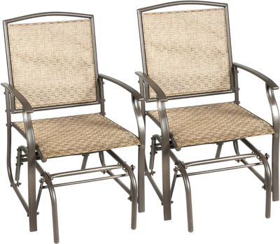 Costway 2-Pc Patio Single Glider Rocking Chairs 56380214 New