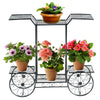 6-tier garden cart flower rack with vibrant plants, perfect for indoor or outdoor display and decoration.