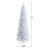 7ft unlit artificial slim Christmas pencil tree in bright white with 436 branch tips, perfect for space-saving holiday.