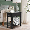 2 Pieces 2 Tier Sofa Side End Table with Drawer and Open Shelf-Black - Gallery View 1 of 9