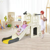 Large kids' slide playset with basketball hoop, climbing features, and HDPE material for indoor or outdoor fun.