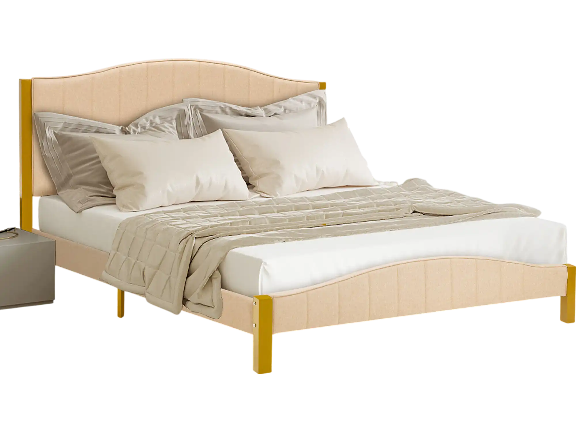 Costway Upholstered Quilted Headboard Queen Bed Frame 35841069 New