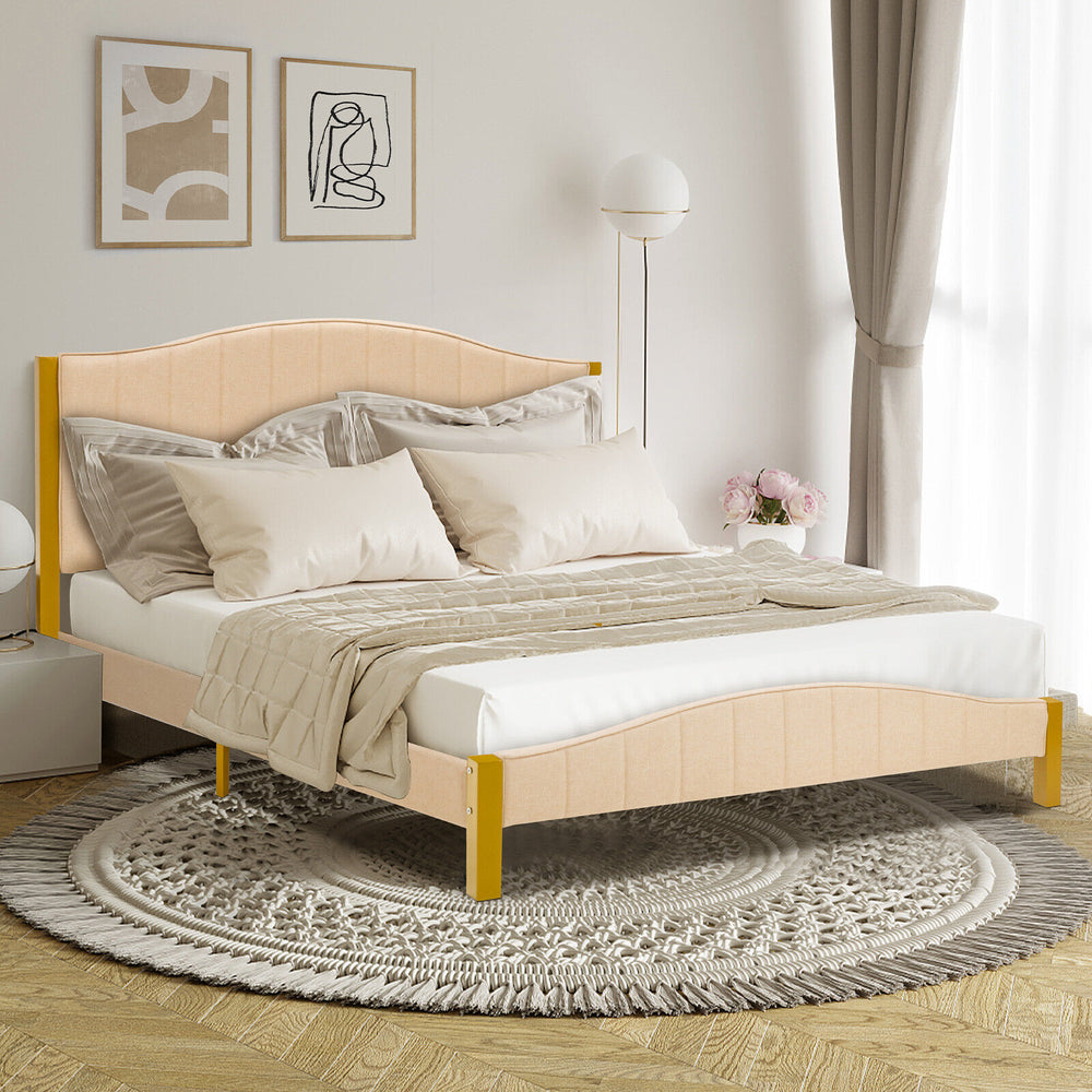 Full/Queen Size Upholstered Bed Frame with Quilted Headboard-Queen Size - Gallery View 1 of 11