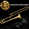 B Flat trombone in golden brass with a mouthpiece, featuring a beautiful lacquer finish for excellent sound quality.