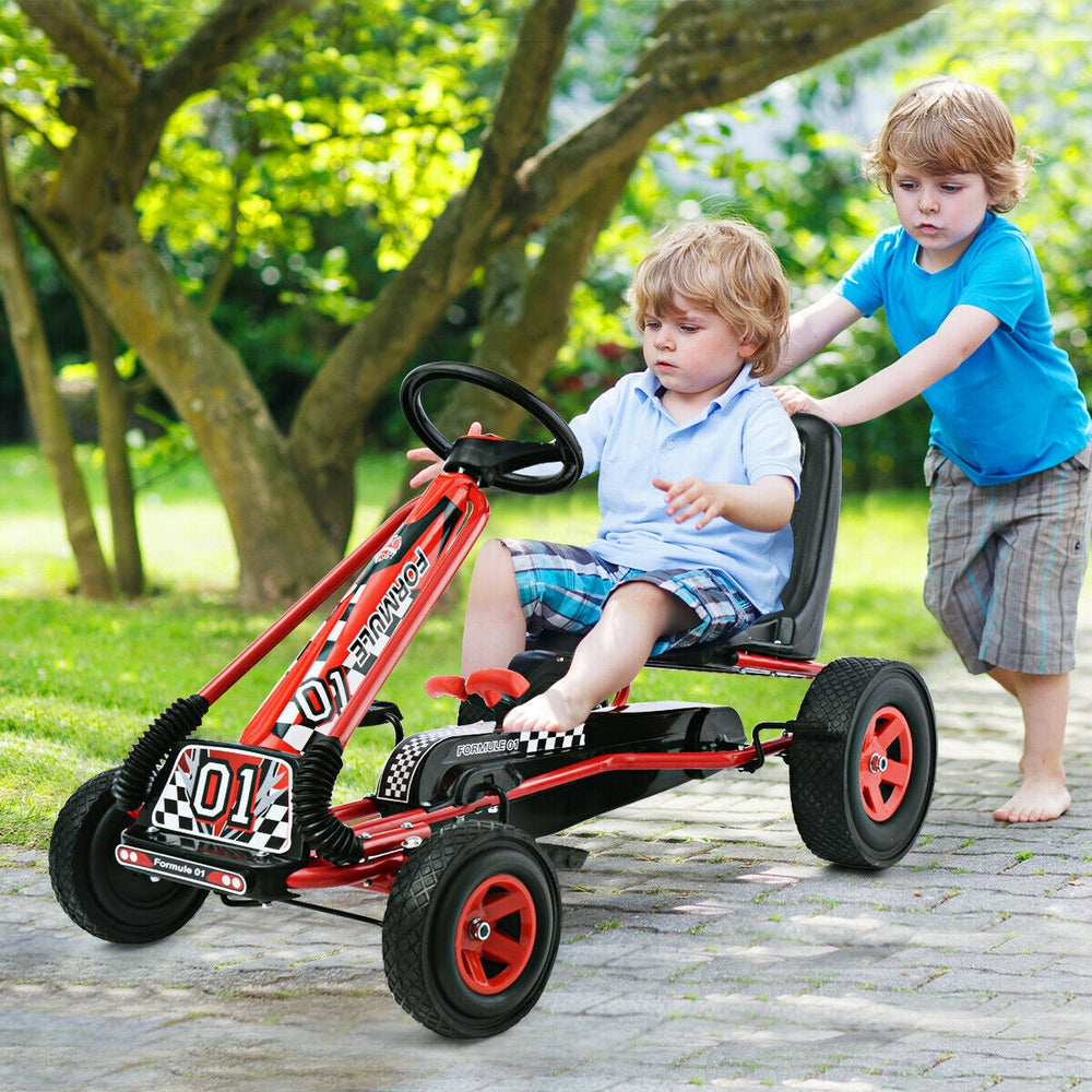 4 Wheels Kids Ride On Pedal Powered Bike Go Kart Racer Car Outdoor Play Toy-Red - Gallery View 1 of 12