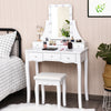 10 Dimmable Light Bulbs Vanity Dressing Table with 2 Dividers and Cushioned Stool-White - Gallery View 1 of 11