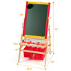 Double-sided kids art easel with magnetic blackboard, storage trays, and paper roll for creative play and imagination.