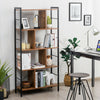 4-tier industrial freestanding bookshelf with metal frame and thick chipboard, ideal for living room or study storage.