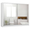 Wall-mounted 2-door mirrored medicine cabinet in white, featuring a sleek design for organizing bathroom essentials.