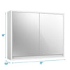 Front view of a 2-door wall-mounted mirrored medicine cabinet in white, designed for efficient bathroom organization.