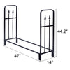 Heavy duty 4 feet outdoor firewood storage rack made of black powder-coated steel for excellent ventilation and.