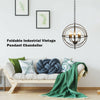 20-inch industrial 5-light chandelier with adjustable pivoting rings, made of durable iron, perfect for home or.