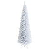 7-foot unlit artificial slim Christmas pencil tree in bright white, featuring a sturdy metal stand for reliable holiday.