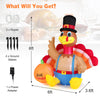 6-foot inflatable Thanksgiving turkey with pumpkin, featuring LED lights, perfect for lawn and garden decor.
