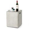 Gray propane tank cover hideaway table with a smooth top, ideal for outdoor use in gardens and patios.