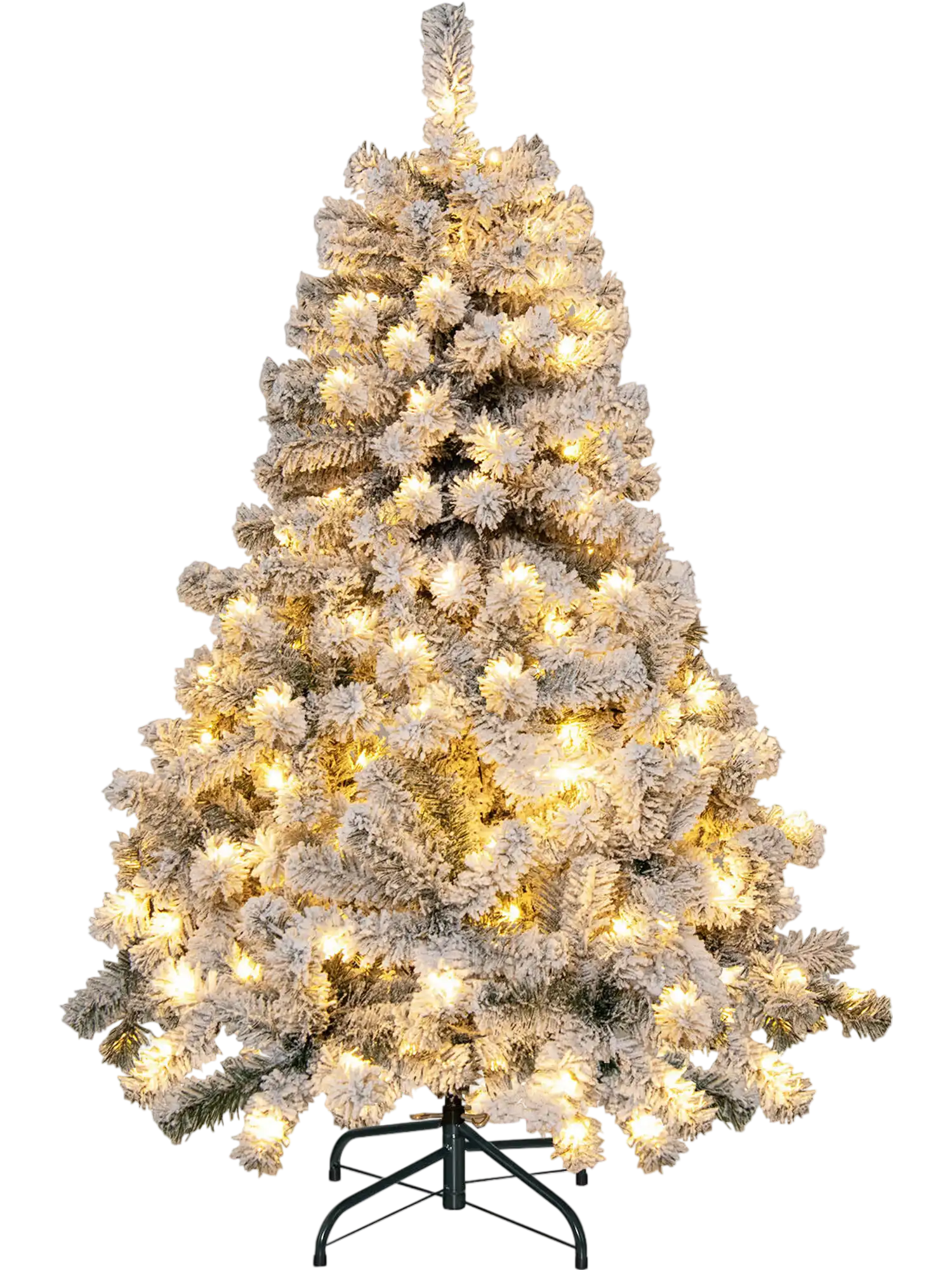 Costway 4.5' Pre-Lit Snow Flocked Christmas Tree 150 Lights 23016587 New
