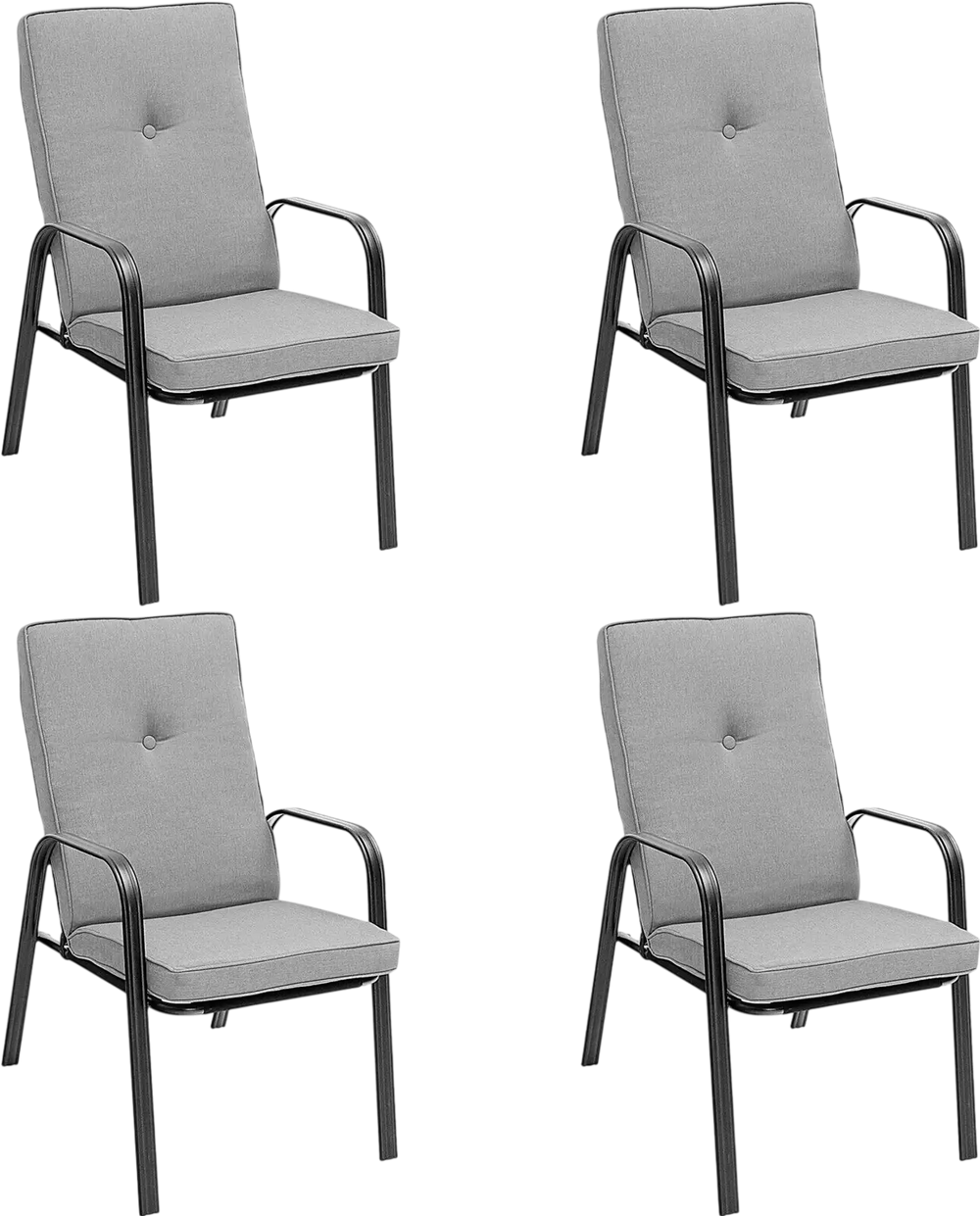 4 Patio Dining Stackable Chairs Set with High-Back Cushions