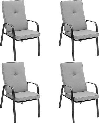 Costway 4 Patio Dining Stackable Chairs w/ High-Back Cushions 94061827 New