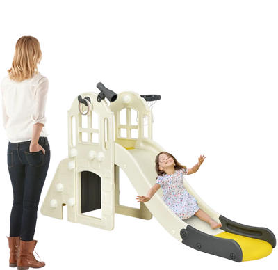 Costway 6-in-1 Kids Toddler Large Climber Slide Playset Basketball Hoop 53148062 New