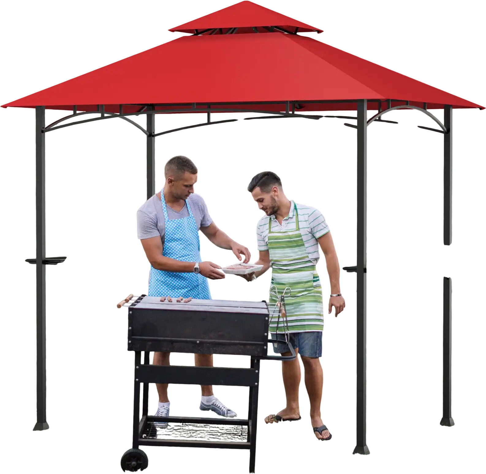 Costway 8' x 5' Outdoor BBQ Grill Gazebo Canopy Shelter Wine 29514067 New