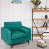 Peacock blue modular sofa chair with soft back pillow and side pocket, ideal for living room or office use.