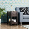 Contemporary Chair Side End Table Compact Table with Drawer Nightstand-Brown - Gallery View 1 of 11