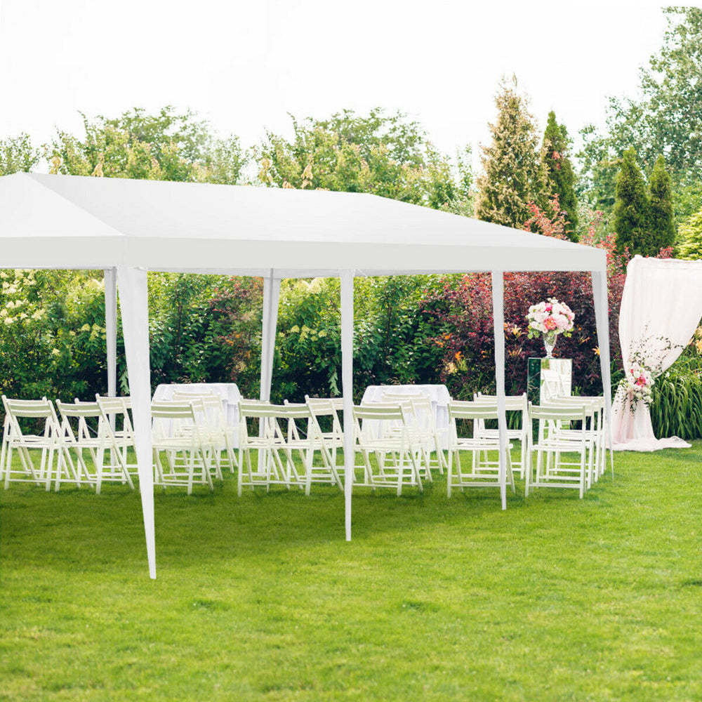10 x 30 feet gazebo canopy tent in a garden setting, featuring a sturdy steel frame and sun protection for outdoor.