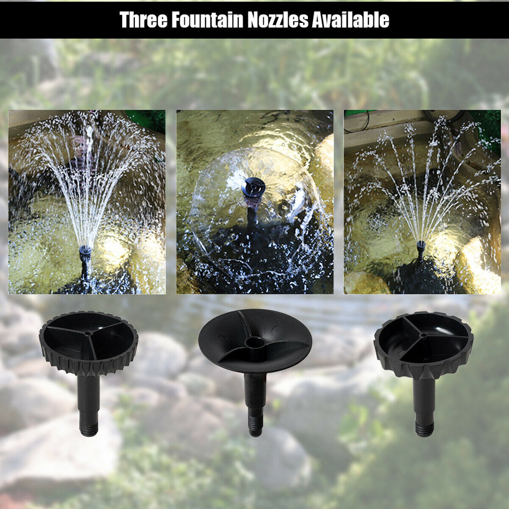 Three fountain nozzles for the All-in-One 660 GPH Pond Filter Pump, designed for versatile water displays.