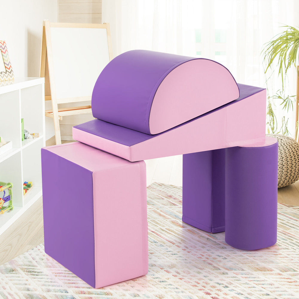 5-Piece Kids Climb and Crawl Activity Playset-Purple - Gallery View 1 of 12