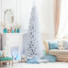 7 Feet Unlit Artificial Slim Christmas Pencil Tree with Metal Stand-7 ft - Gallery View 1 of 11