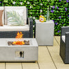 Gray propane tank cover hideaway table with handles, perfect for outdoor use as a side table in patio settings.