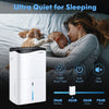 100-pint dehumidifier with smart app and Alexa control, ideal for large rooms up to 5500 sq.ft, shown in a cozy bedroom.