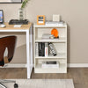 3-tier white bookcase with adjustable shelves, minimalist design, ideal for organizing supplies in living room or study.