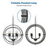 20-inch metal chandelier with pivoting interlocking rings, featuring 5 E12 bulb holders for versatile lighting.